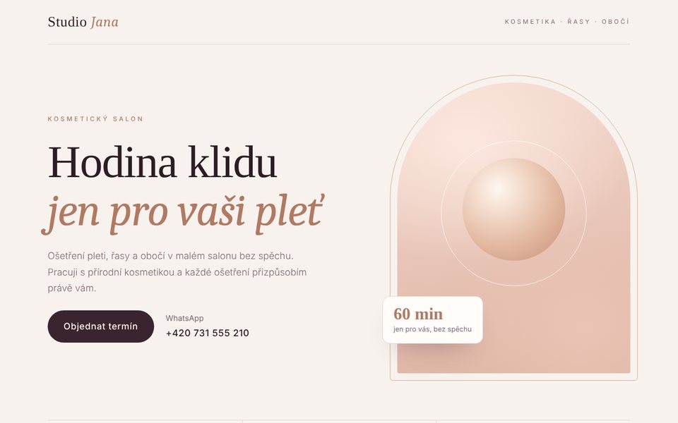 Ukázka webu kosmetického salonu